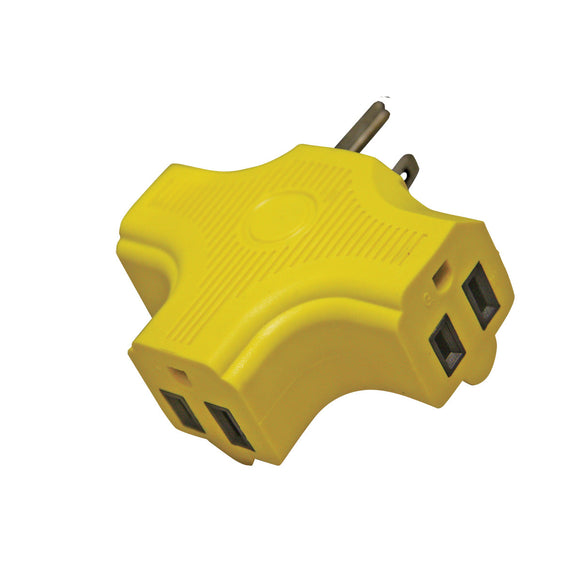 Voltec Yellow 3 Outlet Adapter