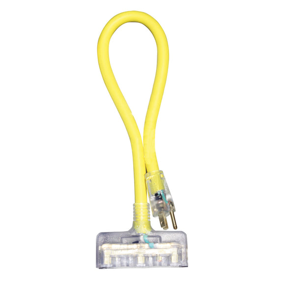 Voltec 3 Outlet Adapter with Lighted Ends - 12 gauge