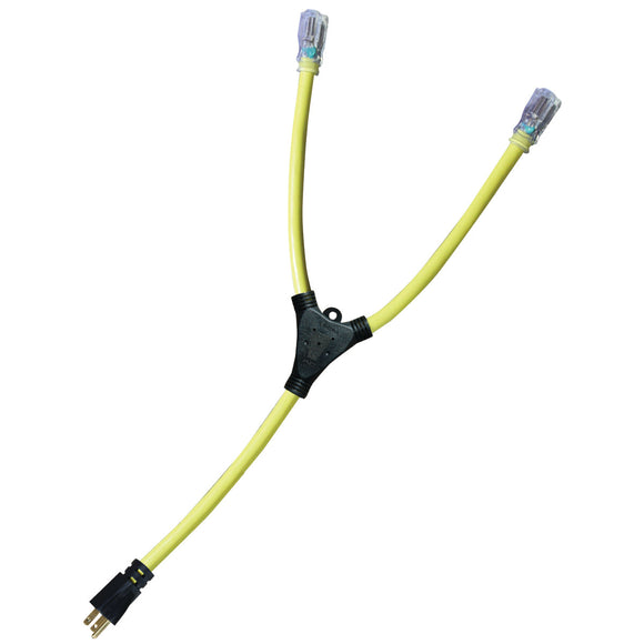 Voltec U-Ground Y Adapter with Lighted Ends - 12 gauge