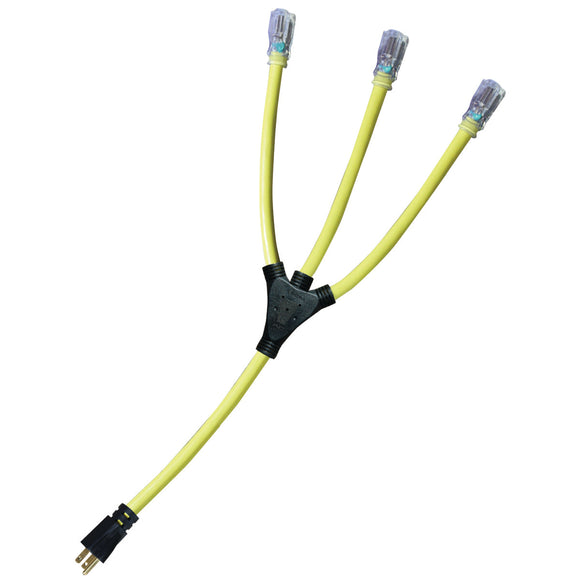 Voltec U-Ground W Adapter with Lighted Ends - 12 gauge