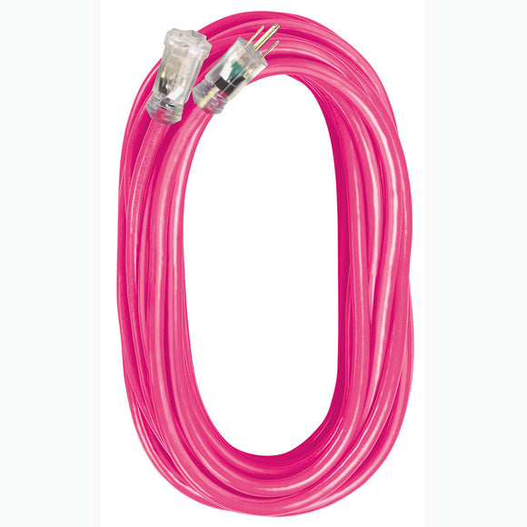 Voltec 12/3 Fluorescent Pink Extension Cords with Lighted End