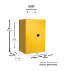 Eagle 110 Gallon, 2 Drum, Vertical, 1 Shelf, 2 Door, Self Close, Haz-Mat Safety Cabinet,Yellow - HAZ5510X — dimensions