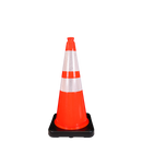 PVC Cone, 28" Wide Body (1) 4" & (1) 6" 3M Reflective (3340) Collars, 10 lbs
