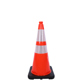 PVC Cone, 28" Wide Body (1) 4" & (1) 6" 3M Reflective (3340) Collars, 7 lbs