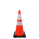 PVC Cone, 28" Wide Body (1) 4" & (1) 6" 3M Reflective (3340) Collars, 7 lbs