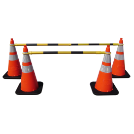 Cone Bar, 4' - 6' Adjustable ABS Black w/ Yellow Engineer Grade Reflective Sheeting