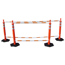 Cone Bar, 6' - 10' Adjustable White w/ Orange & White Engineer Grade Reflective Sheeting