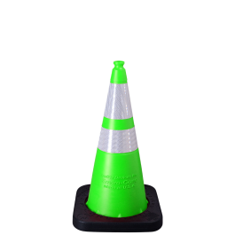 Enviro Cone, 28" Lime w/ Base, (1) 6" & (1) 4" 3M Reflective (3310) Collars, 12lbs.