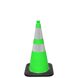 Enviro Cone, 28" Lime w/ Base, (1) 6" & (1) 4" 3M Reflective (3310) Collars, 7lbs.