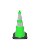 Enviro Cone, 28" Lime w/ Base, (1) 6" & (1) 4" 3M Reflective (3310) Collars, 7lbs.