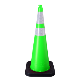 Enviro Cone, 36" Lime w/Base, (1) 6" & (1) 4" 3M Reflective (3310) Collars, 10lbs.