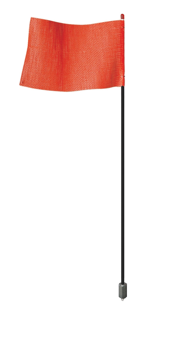 Checkers 7' Light-Duty Warning Whip with Black Rod and Hex Base Mount, Orange Flag - FSRR7B-HB — product view