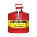 Justrite 5 Gallon, 5/8" Metal Hose, Steel Safety Can for Flammables, Type II, AccuFlow™, Red - 7250120 — product view