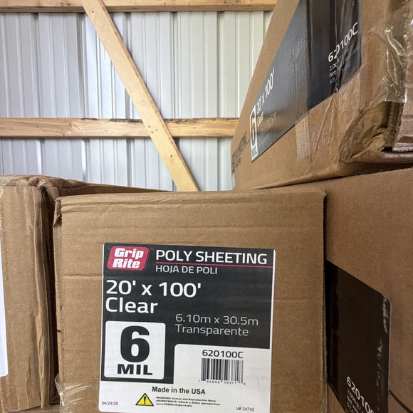 Grip-Rite Poly Sheeting – 6 mil – 20 ft x 100 ft – Clear