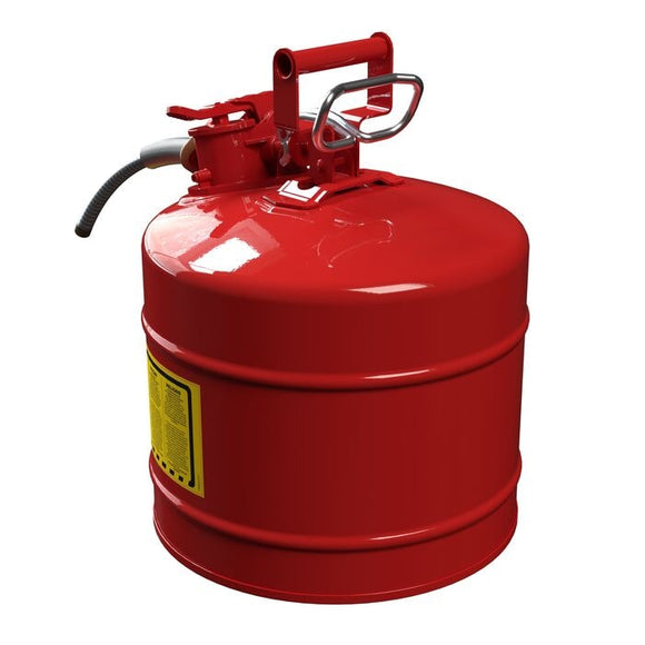 Justrite 5 Gallon, 5/8" Metal Hose, Steel Safety Can for Flammables, Type II, AccuFlow™, Red - 7250120 — additional manufacturer view