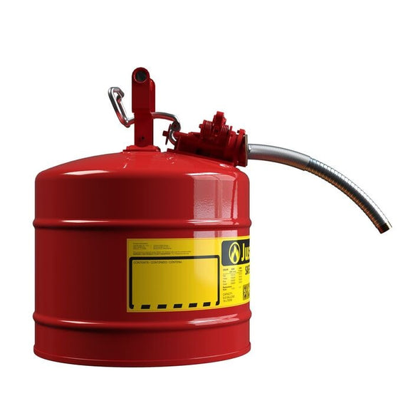 Justrite 5 Gallon, 1" Metal Hose, Steel Safety Can for Flammables, Type II, AccuFlow™, Red - 7250130 — additional manufacturer view