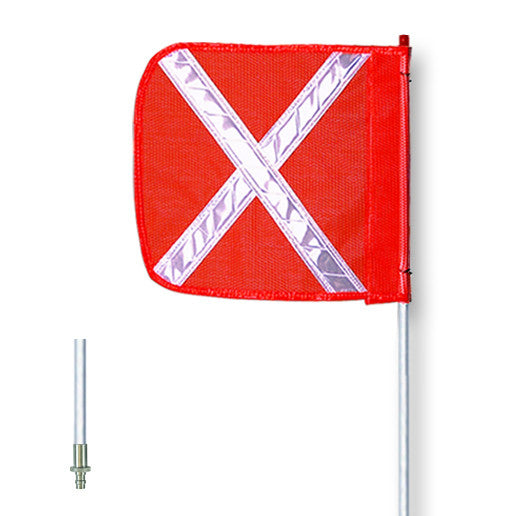 Checkers General-Purpose 6' Non-Lighted Warning Whip w/ Quick Disconnect Base 12" Orange Flag White X — FS6X-QD-O — product view