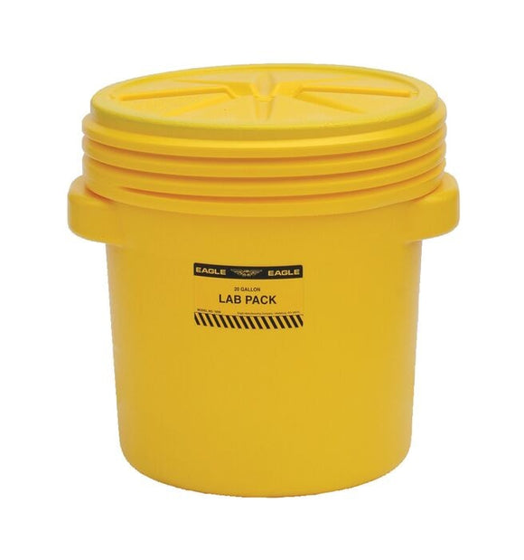 Eagle 20 Gallon, Screw-on Lid, Lab Pack Plastic Barrel Drum, Yellow - 1650 — product view