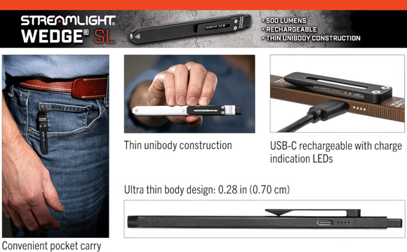 Wedge SL Ultra-Thin Inspection Light – 500 Lumen THRO Burst
Pocket Inspection Light – Wedge SL
Slim LED Inspection Light for Trades
Wedge SL Tail Switch Light – High/Low Mode
Streamlight Wedge SL Ultra-Thin EDC Light