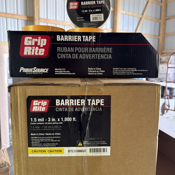 Grip-Rite Caution Barrier Tape – 3 in x 1000 ft – Yellow
