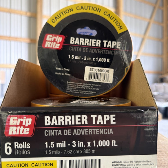 Grip-Rite Caution Barrier Tape – 3 in x 1000 ft – Yellow