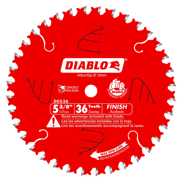 5-3/8 In. X 36 Tooth Finish Trim Saw Blade-D0536X-2039