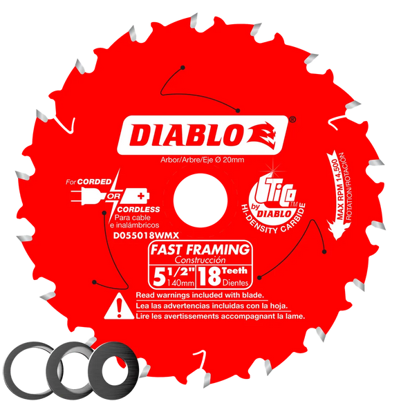 5-1/2 In. X 18 Tooth Fast Framing Saw Blade-D055018WMX-2043