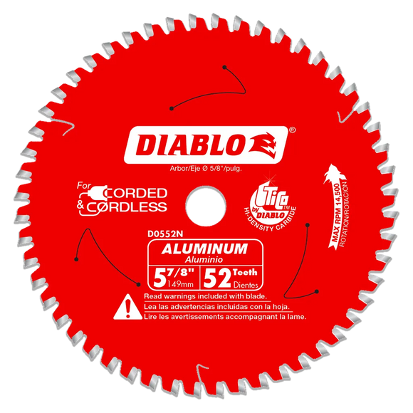 5-7/8 In. X 52 Tooth Medium Aluminum Cutting Saw Blade-D0552N-2045