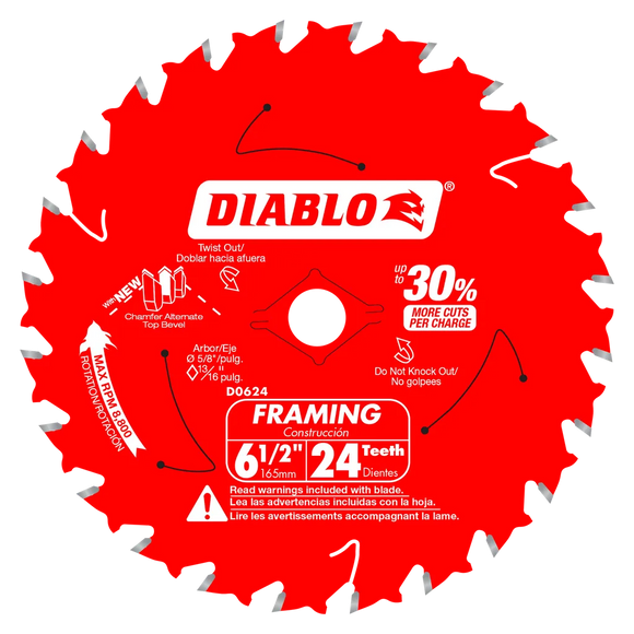 6-1/2 In. 24-Tooth Framing Saw Blade-D0624A-2048