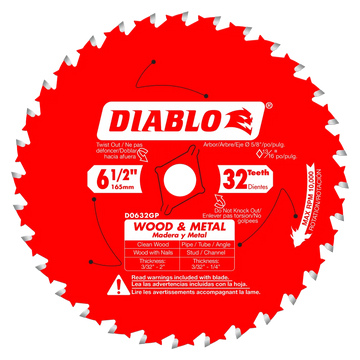 6-1/2 In. X 32 Tooth Wood & Metal Carbide Saw Blade-D0632GPA-2051