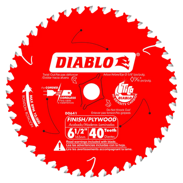 6-1/2 In. X 40 Tooth Finish Trim Saw Blade-D0641A-2054