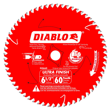 6-1/2 In. X 60 Tooth Ultra Finish Saw Blade-D0660A-2057