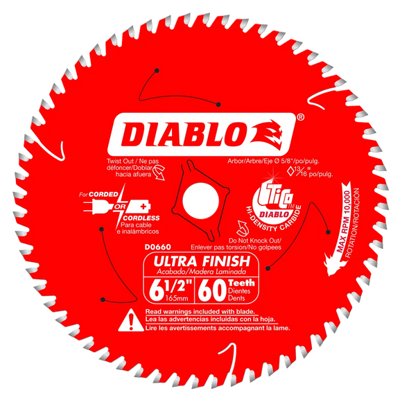 6-1/2 In. X 60 Tooth Ultra Finish Saw Blade-D0660A-2057