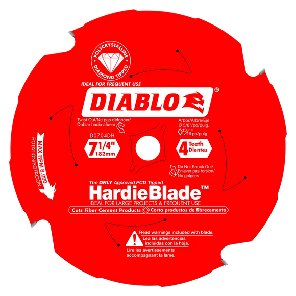 7-1/4 In. X 4 Tooth (Pcd) Fiber Cement Hardieblade-D0704DH-2058