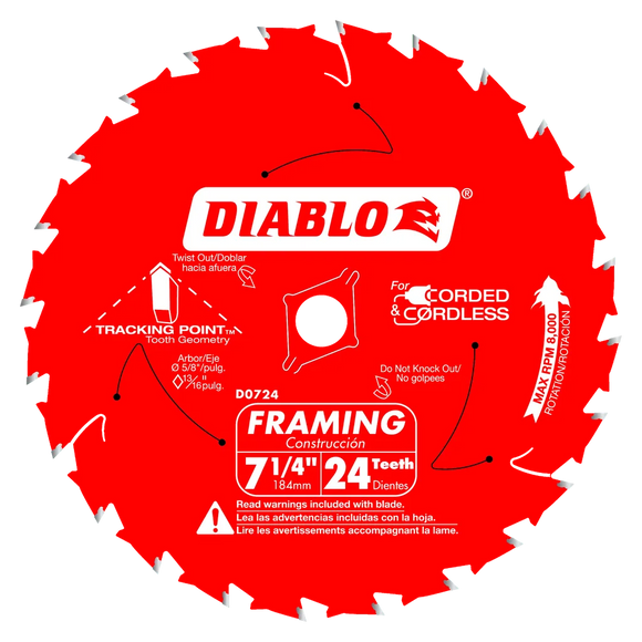 7-1/4 In. X 24 Tooth Wormdrive Framing Saw Blade-D0724W-2064
