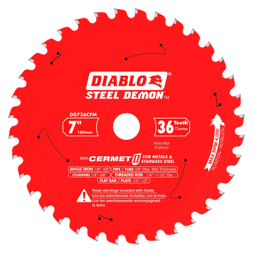 7 In. X 36?Tooth (20Mm Arbor) Steel Demon Cermet Ii Saw Blade For Metal & Stainless Steels-D0736CFM-2063