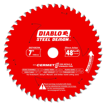 7 In. X 48 Tooth Steel Demon Cermet Ii Saw Blade For Metals And Stainless Steel (20Mm Arbor)-D0748CFM-2070
