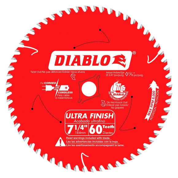 7-1/4 In. X 60 Tooth Ultra Finish Saw Blade-D0760A-2074