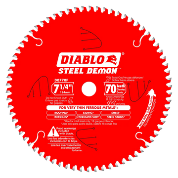 7-1/4 In. X 70 Tooth Steel Demon Carbide-Tipped Saw Blade For Metal-D0770F-2075