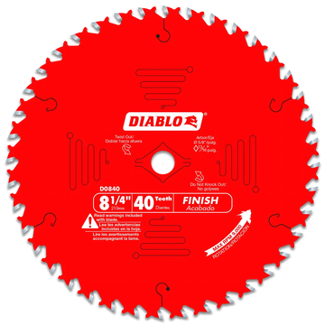8-1/4 In. X 40 Tooth Finishing Saw Blade-D0840X-2079