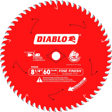 8-1/4 In. 60-Tooth Fine Finish Saw Blade-D0860X-2083