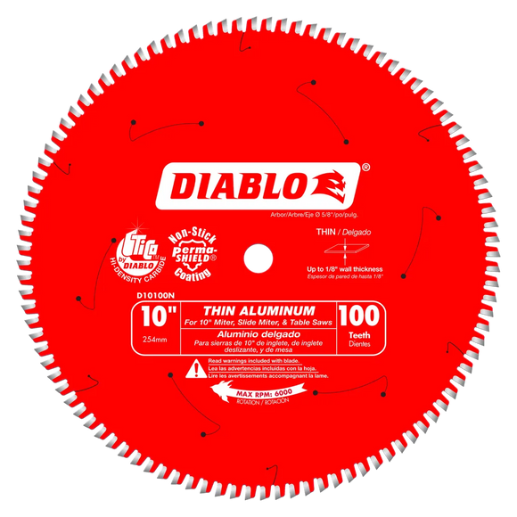 10 In. X 100 Tooth Thin Aluminum Cutting Saw Blade-D10100N-2086