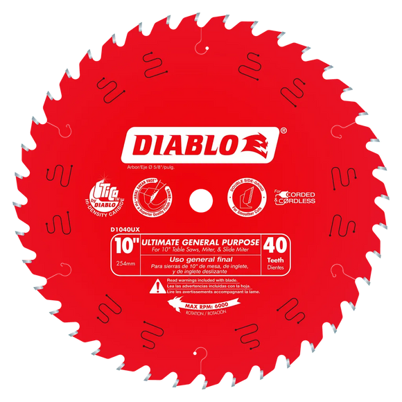 10 In. X 40 Tooth Ultimate General Purpose Saw Blade-D1040UX-2091