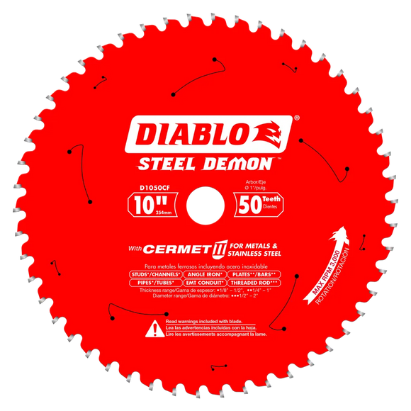 10 In. X 50 Tooth Steel Demon Cermet Ii Saw Blade For Metals And Stainless Steel-D1050CF-2093