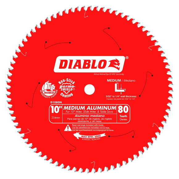10 In. X 80 Tooth Medium Aluminum Saw Blade-D1080N-2099