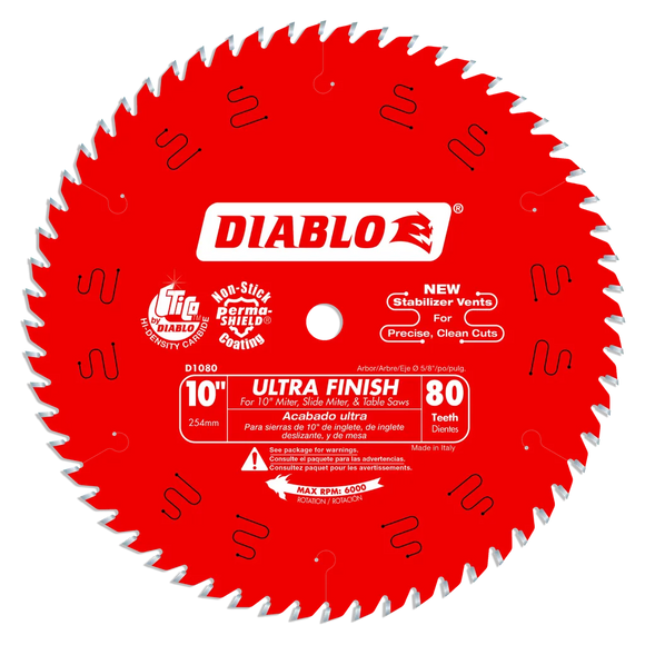 10 In. X 80 Tooth Ultra Finish Saw Blade-D1080X-2101