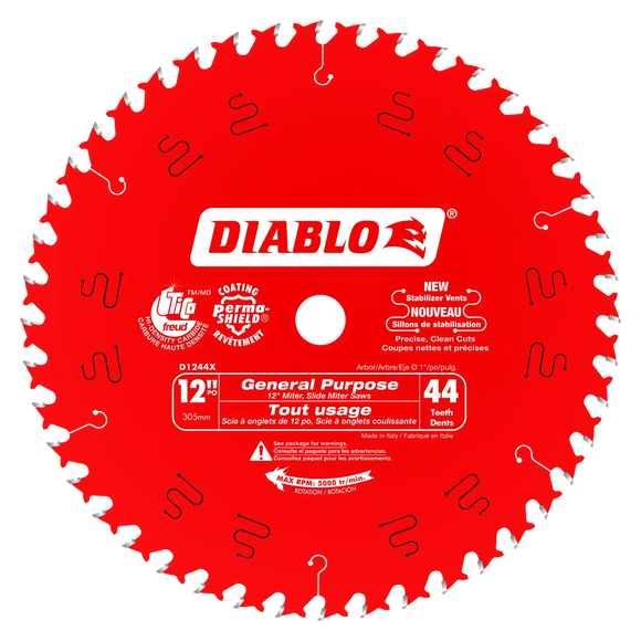 12 In. X 44 Tooth General Purpose Wood Saw Blade-D1244X-2106