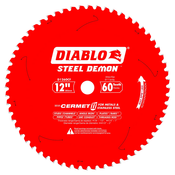 12 In. X 60 Tooth Steel Demon Cermet Ii Saw Blade For Metals And Stainless Steel-D1260CF-2108