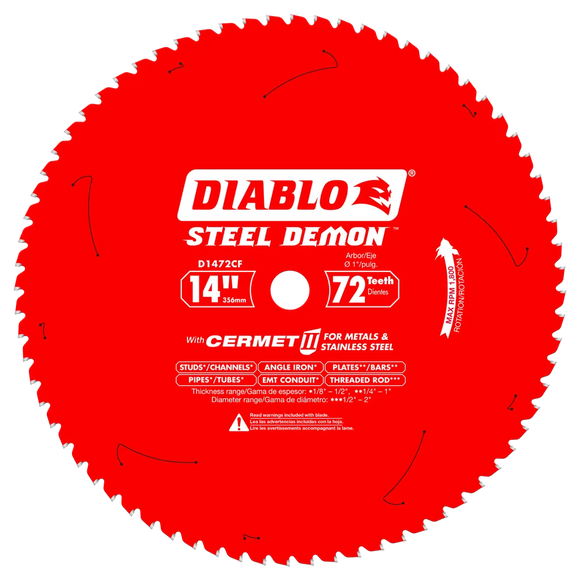 14 In. X 72 Tooth Steel Demon Cermet Ii Saw Blade For Metals And Stainless Steel-D1472CF-2118