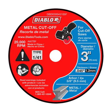 3 in. Metal Cut Off Disc - Thin Kerf (5-Pack) | Diablo Tools | PCS